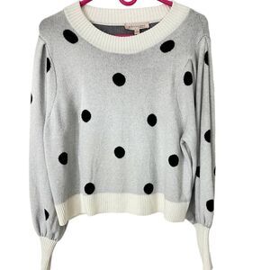 Philosophy Republic Clothing SZ L‎ Women's Polka Dots Gray Cropped Sweater